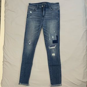 Abercrombie and Fitch, Blue Patched Skinny Jeans, W28